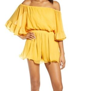 Endless Rose Mustard Off the Shoulder Romper